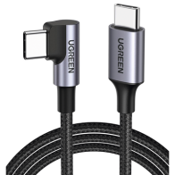 UGREEN, 50123, Cable USB-C a USB-C | 1 Metro | Conector con Ángulo Recto de 90° | Carga Rápida de hasta 60W | 480 Mbps | PD3.0 |