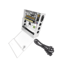 EPCOM POWERLINE, PLK12DC8ABK, Fuente de Poder con ajuste de voltaje de 11- 15 Vcc / 10 A / 9 Salidas / Capacidad de Batería de R