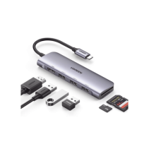 UGREEN, 20956A, HUB USB-C (Docking Station) 6 en 1 | HDMI 4K@30Hz | 3 Puertos USB 3.0 | Lector Tarjeta SD + Micro SD (TF) Uso Si