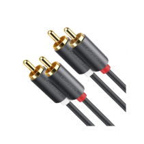 UGREEN, 10519, Cable de Audio 2 RCA Macho a 2 RCA Macho / 3 Metros / Color Negro / Alta Calidad /Anillos de goma para asegurar u
