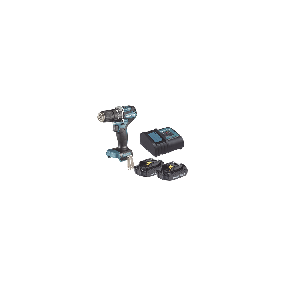 MAKITA, DHP487SYX2, Rotomartillo/Taladro Inalámbrico SIN CARBONES, Broquero de 1/2 , 1,700 RPM, 18V, Torque: 42 N.m C/2 Bat. (1.