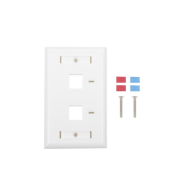 LINKEDPRO BY EPCOM, LP-FP-22, Placa de pared de 2 puertos, Keystone, con espacio para etiqueta, Color Blanco