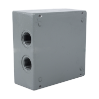 RAWELT, RC-0493, Caja Condulet Cuadrada de 3/4 (19.05 mm) con 4 bocas a prueba de intemperie.