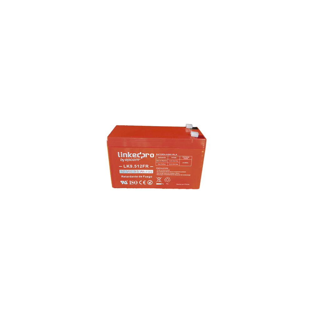 LINKEDPRO BY EPCOM, LK9.512FR, Batería 12 V / 9.5 Ah / UL / Tecnología AGM-VRLA / Vida útil promedio de 5 años / Retardante a la
