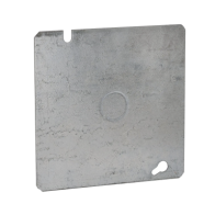RACO, HUB-833, Tapa Cuadrada Plana de Acero Galvanizado con Entrada de 1/2 para Caja de 4 11/16 .