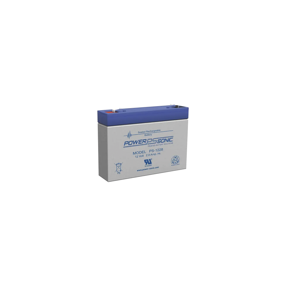 POWER SONIC, PS-1228-F1, Batería 12V, 2.8AH, Para Respaldo, Tecnologías AGM/VRLA, 5 Años Vida Útil, Terminales F1, Reconocida UL