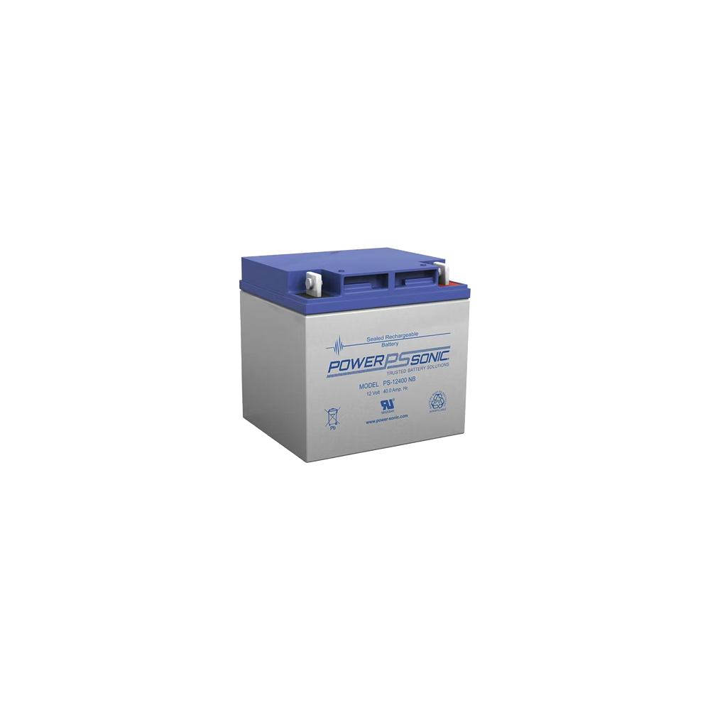 POWER SONIC, PS-12400-NB4, Batería 12V, 40AH, Para Respaldo, Tecnologías AGM/VRLA, 5 Años Vida Útil, Terminales NB4, Reconocida 