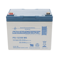 POWER SONIC, PS-12350-M6, Batería 12V, 35AH, Para Respaldo, Tecnologías AGM/VRLA, 5 Años Vida Útil, Terminales M6, Reconocida UL