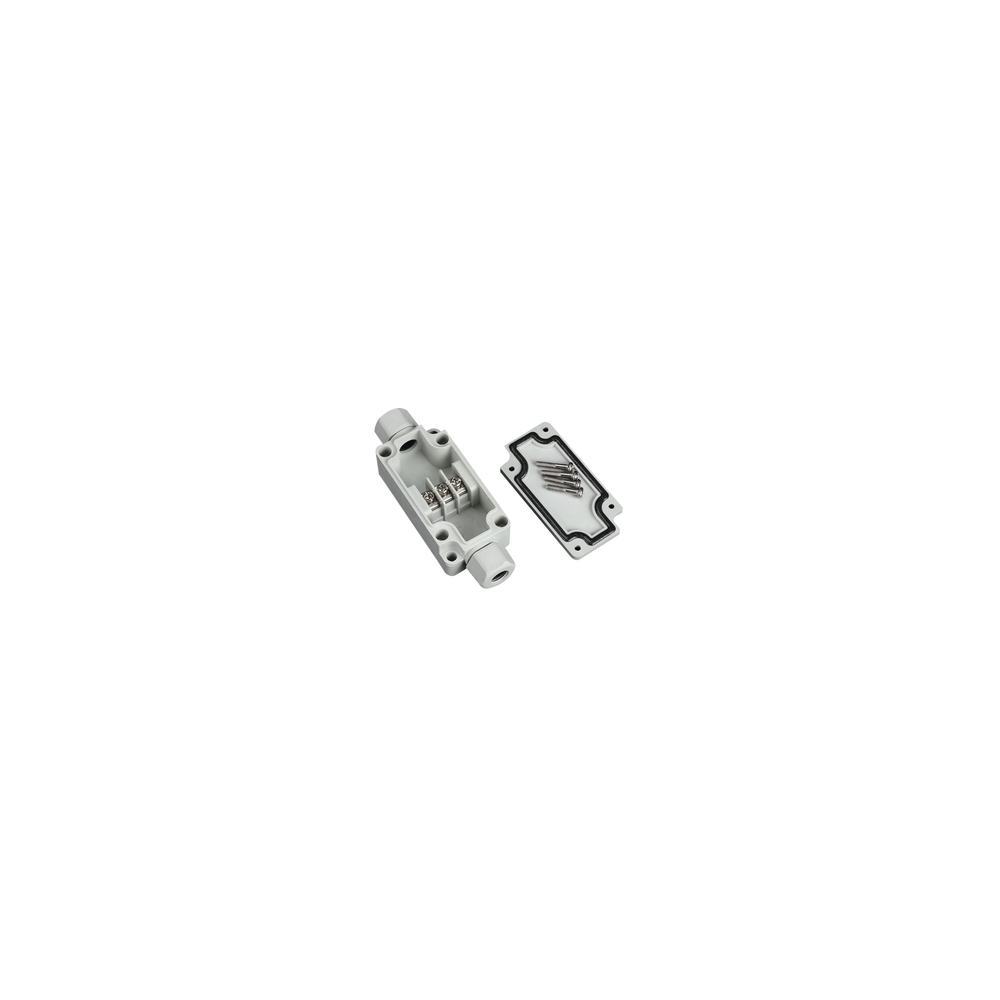 PRECISION, PST-PBT-3P, Caja de Conexión Exterior con Terminales Intermedias para 3 Líneas (Tornillo simple). Incluye Glándulas.