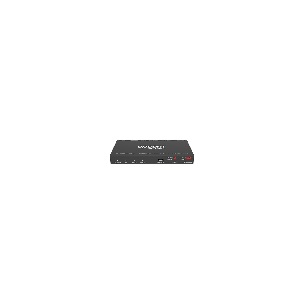 EPCOM PROAUDIO, EPC-B12SA, Splitter HDMI 1x2 | 4K@60Hz | Extractor de Audio | Down Scaler | HDR 4:4:4 | EDID | 18Gbps