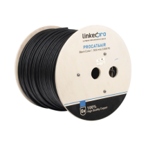 LINKEDPRO BY EPCOM, PRO-CAT-6-AIR, Bobina de cable FTP con Mensajero de Acero de 305 m Cat6+ CALIBRE 23, color negro, para aplic