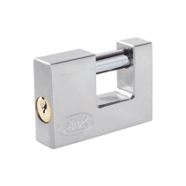 LOCK, SYS-L22-C70-ECSB, Candado para Cortina Metálica / Medida 70 mm/ Acabado Cromo Satinado/ Nivel de Seguridad 6 / Llave Están