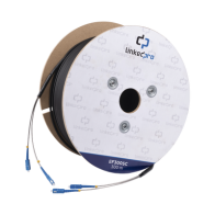 LINKEDPRO BY EPCOM, EF-300-SC, Carrete de Fibra Óptica Monomodo con Conectores SC-SC Duplex, Reforzada con Kevlar, de 300 metros