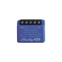 SHELLY, SHELLY1MINIGEN3, Mini Interruptor inteligente con Wi-Fi, contacto seco, 1 canal 8A, compatible con asistentes de voz Ale