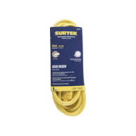 SURTEK, SYS-136040, Extensión Eléctrica de Uso Rudo 2 metros / 127 V CA 10 A Máximo / Color Amarillo.