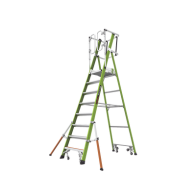 Little Giant Ladder Systems, CAGE-FIX-8FT, Escalera Fija de 8 (2.4m) de Fibra de Vidrio con Jaula y Peldaños de Aluminio. (SKU:1