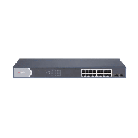 HIKVISION, DS-3E1518P-SI, Switch Gigabit PoE+ / Administrable / 16 Puertos 1000 Mbps PoE+ / 2 Puertos SFP / Configuración Nube d