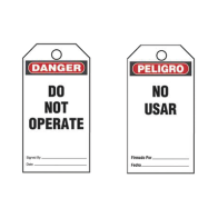 PANDUIT, PVT-161-Q-S, Paquete de 25 Etiquetas de Seguridad, Con Texto Peligro, No Usar , de 76 x 146 mm, Color Negro Sobre Blanc