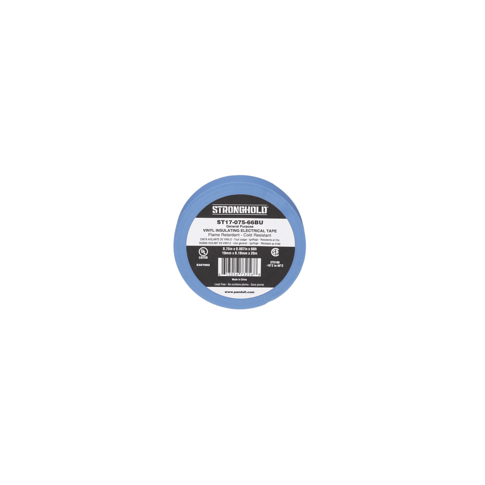 PANDUIT, ST17-075-66BU, Cinta Eléctrica STRONGHOLD para Aislar, de PVC, Uso General Reparación y Mantenimiento, Grosor de 0.18mm