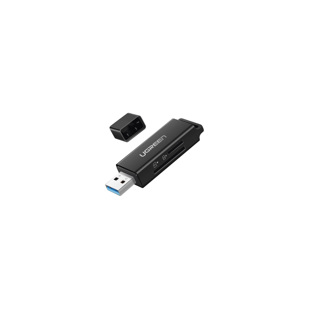 UGREEN, 40752, Lector de tarjetas SD portátil USB 3.0 de doble ranura / adaptador de tarjeta de memoria flash concentrador para 
