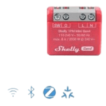 SHELLY, SHELLY1PMMINIGEN4, Mini Interruptor inteligente Wi-Fi 2.4 / medición de consumo, /1 canal 8A 110-240 / compatible con as