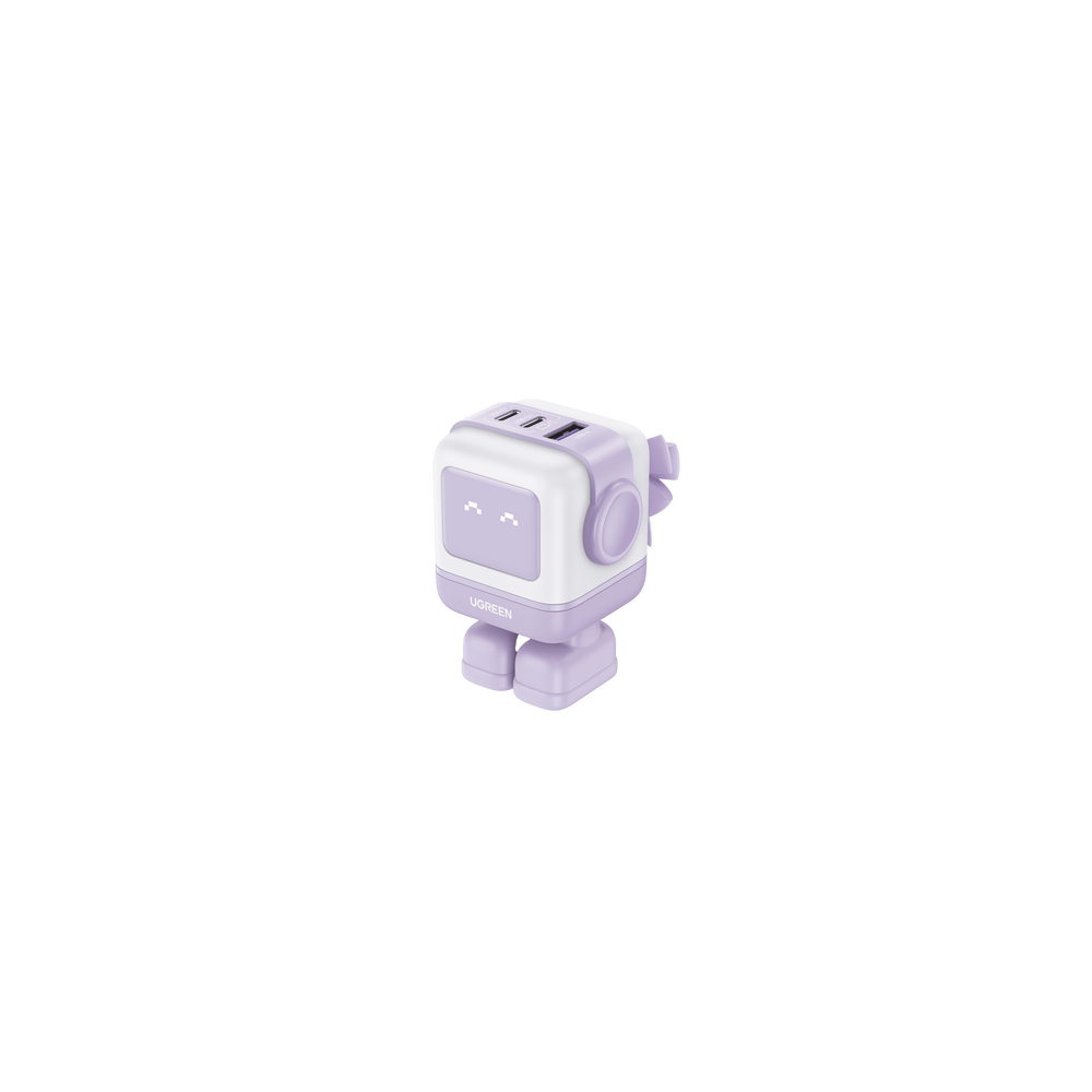 UGREEN, 35314, Cargador RobotGaN de 65W Serie UNO | 3 Puertos de Carga Rápida | 2 USB-C | 1 USB-A | PD 3.0 | QC 4.0 | Carga Inte