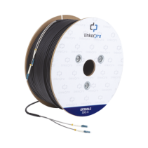 LINKEDPRO BY EPCOM, EF-300-LC, Carrete de Fibra Óptica Monomodo con conectores LC-LC Duplex, Reforzada con Kevlar, de 300 metros