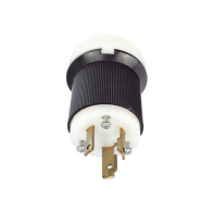 HUBBELL, HUB-HBL-2621, Clavija Industrial con Bloqueo de Media Vuelta / 30 A 250 V CA / 2 Polos 3 Hilos / Color Blanco y Negro /