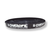 CHAROFIL, CH-CINTASTR25-NG, Rollo de Cinta Strap, 20 mm de Ancho, 25 metros de Largo, Color Negro