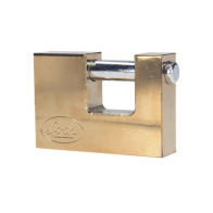 LOCK, SYS-L22-C70-ELBB, Candado de acero para Cortina Metálica / Medida 70 mm/ Acabado Latón Brillante / Nivel de Seguridad 6 / 