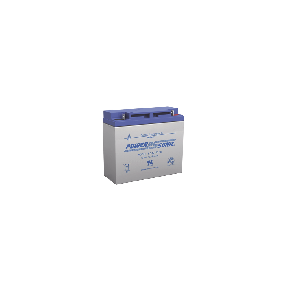 POWER SONIC, PS-12180-NB, Batería 12V, 18AH, Para Respaldo, Tecnologías AGM/VRLA, Diseño De Vida Útil 5 Años, Terminales Tipo NB