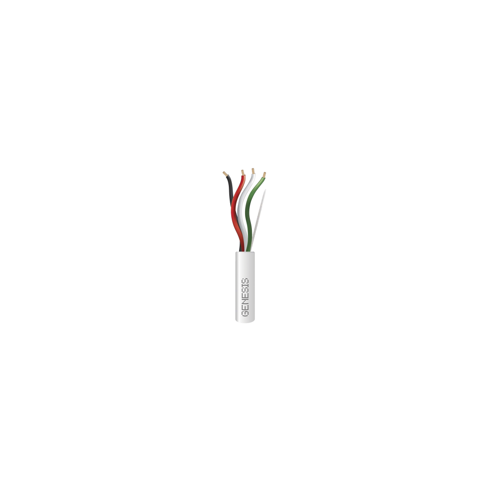 GENESIS, 2115-1101/1000, Bobina de 305 Metros / Cable de Cobre / 4 x 18 AWG / Riser / Color Blanco / Para Aplicaciones de Alarma