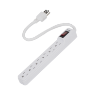 SURTEK, SYS-136201, Multicontacto con cable 30 cm. 6 tomas 127 Vca línea, tierra, neutro 15 A max.