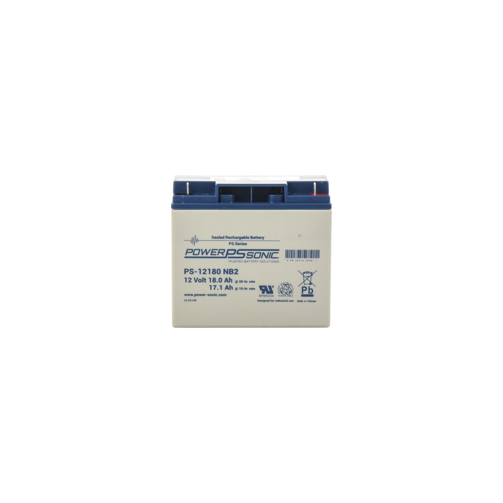 POWER SONIC, PS-12180-NB2, Batería 12V, 18AH, Para Respaldo, Tecnologías AGM/VRLA, Diseño De Vida Útil 5 Años, Terminales Tipo N