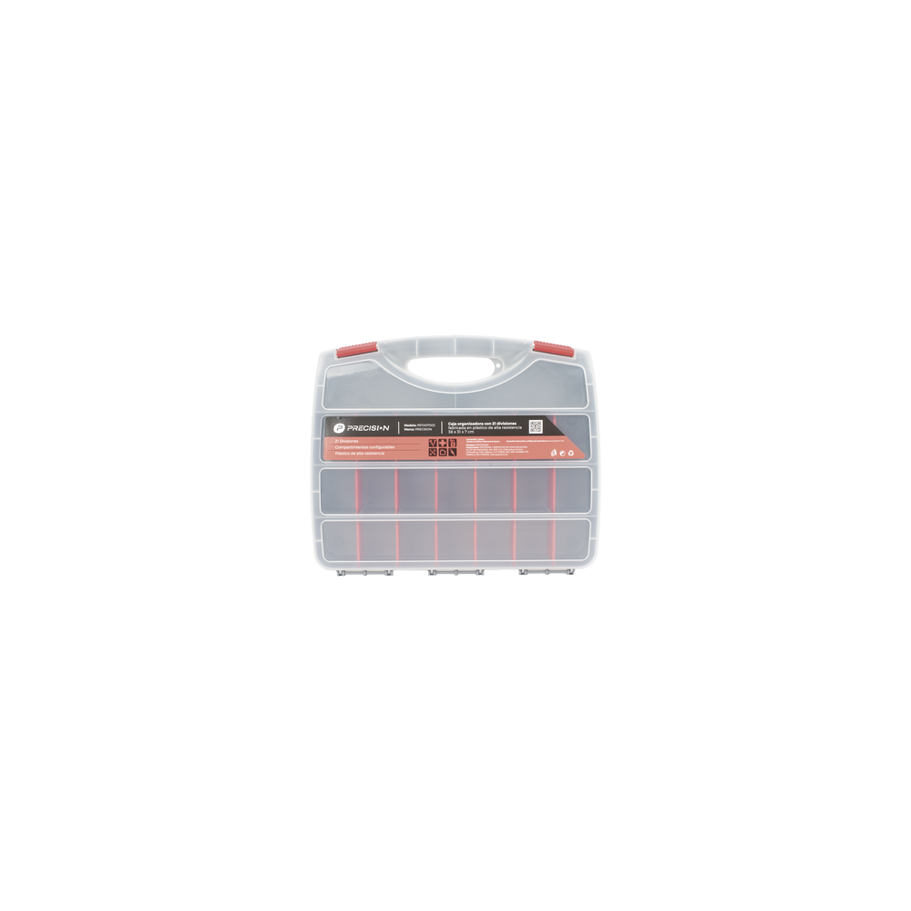 PRECISION, PST-H07-002, Caja Organizadora con 21 Divisiones Fabricada en Plástico de Alta Resistencia de 38x31x7 cm.