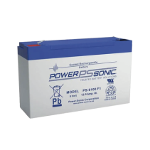 POWER SONIC, PS-6100-F2, Batería 6V, 12AH, Para Respaldo, Tecnologías AGM/VRLA, 5 Años Vida Útil, Terminales F2, Reconocida UL