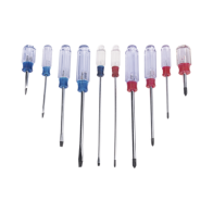 EPCOM POWERLINE, EP-970A, Juego de 10 Desarmadores Mango Plástico (Uso Ligero), Puntas magnética, 5 Puntas Planas (-) y 5 Puntas