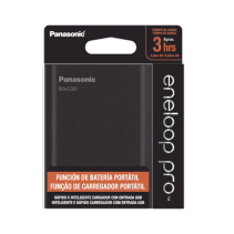 PANASONIC, BQCCC87ABK, Cargador para baterías y power bank 2 en 1, carga individual y/o simultánea hasta 4 baterías, (AA y AAA, 