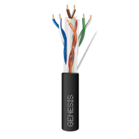 GENESIS, 5110-1008, Carrete de Cable de 305 Metros Cat6 CALIBRE 24 Exterior para CLIMAS EXTREMOS, RoHS, color Negro