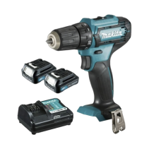 MAKITA, DF3-33D-WYE, Atornillador broquero cambio rápido 3/8”. 2 baterías 12v de 1.5 amperes y cargador.