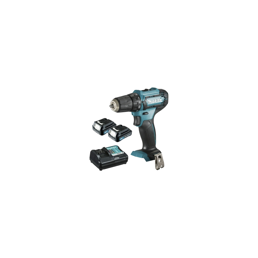 MAKITA, DF3-33D-WYE, Atornillador broquero cambio rápido 3/8”. 2 baterías 12v de 1.5 amperes y cargador.