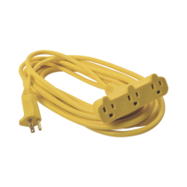 SURTEK, SYS-136050, Extensión Eléctrica Tipo Abanico Uso Rudo 8 metros/ 127 V CA - 10 A Máximo / Color Amarilla.