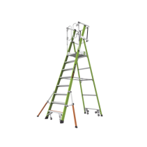 Little Giant Ladder Systems, CAGE-FIX-8FT, Escalera Fija de 8 (2.4m) de Fibra de Vidrio con Jaula y Peldaños de Aluminio. (SKU:1