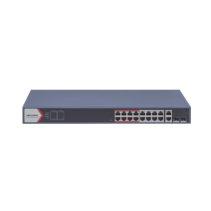 HIKVISION, DS-3E1318P-EI(B), Switch PoE+ / Monitoreable / 16 puertos 10/100 Mbps PoE+ / 2 Puertos 1000 Mbps Uplink / 2 Puertos S