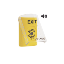 STI, SS22A0XT-EN, Botón de Salida, Texto en Ingles, Tapa Protectora de Policarbonato Súper Resistente, Llave para restablecer, B