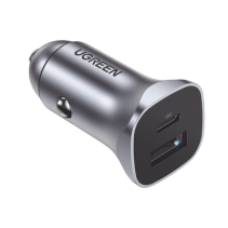 UGREEN, 30780, Cargador de Auto 24W | Puerto USB-A y USB-C | Carga Rápida | Compatible con Vehículos de 12 y 24 VCD | PD3.0 + QC