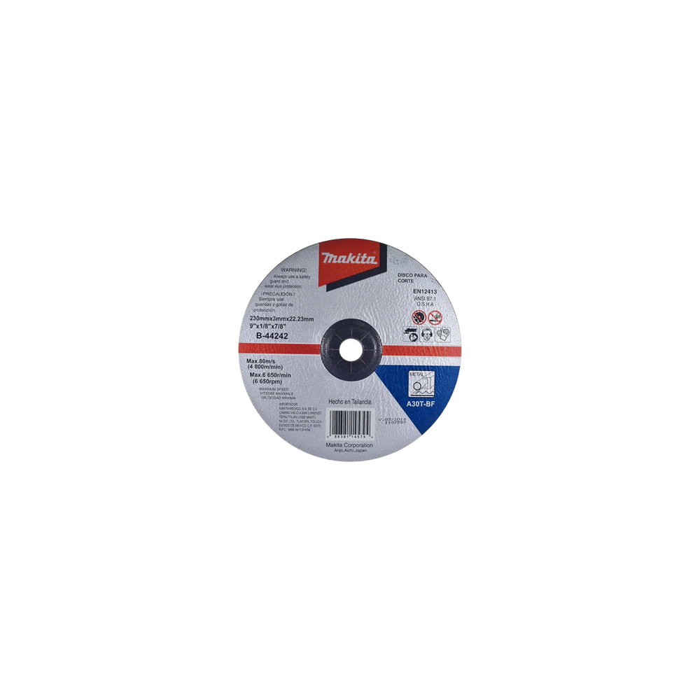 MAKITA, B-44242, Disco de corte para metal de 9