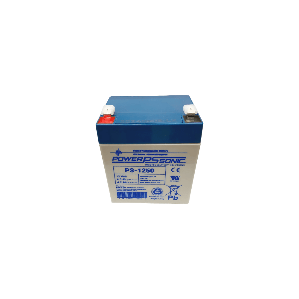 POWER SONIC, PS1250F1SYS, Batería 12V, 4.5AH, Para Respaldo, Tecnologías AGM/VRLA, 5 Años Vida Útil, Terminales F1, Reconocida U