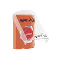 STI, SS25A2EM-ES, ​Botón Multipropósito, Color Naranja, De Superficie, Con Tapa De Policarbonato, Con Bocina Pre Alarma, Solo In