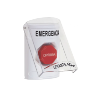 STI, SS23A2EM-ES, ​Botón Multipropósito, Color Blanco, De Superficie, Con Tapa De Policarbonato, Con Bocina Pre Alarma, Solo Int